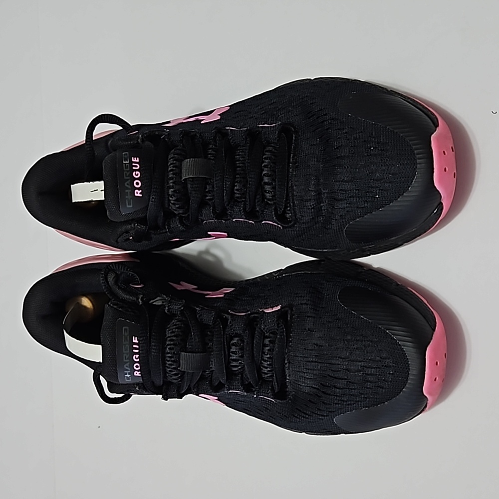 Under Armour Charged Rogue Black & Pink Youth Sneakers Size 5.5 # S-240 - Picture 2 of 12
